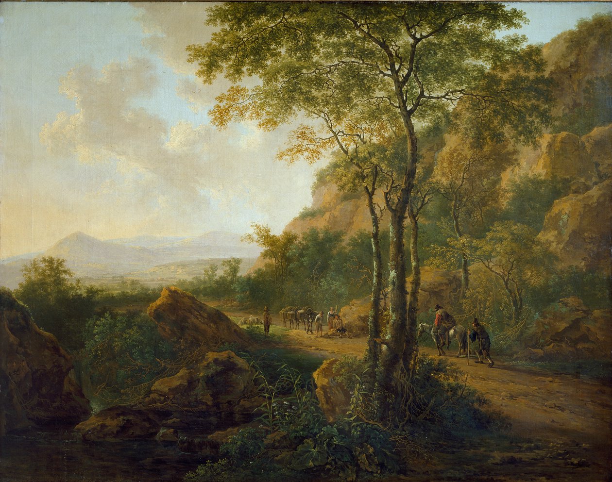 मुलेटर्स के साथ इटैलियन लैंडस्केप, c1629-1652 द्वारा जान डिर्क्सज़ दोनों