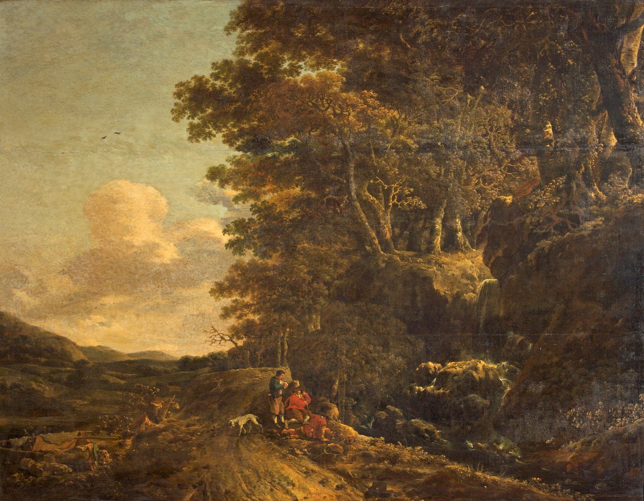 झरना के साथ लैंडस्केप, c.1685-85 द्वारा जन हैकर