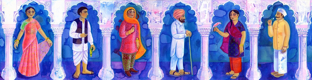 पारंपरिक भारतीय कपड़े, 1998, (स्याही और गौचे) द्वारा जेन टैटर्सफ़ील्ड