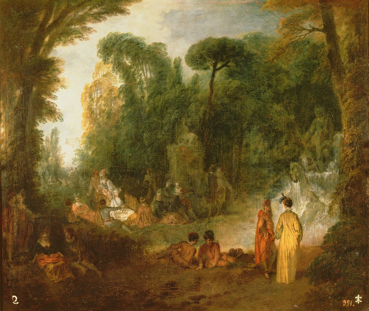 कोर्ट पार्क में एकत्रित होकर, c.171213 द्वारा जीन एंटोनी वट्टू
