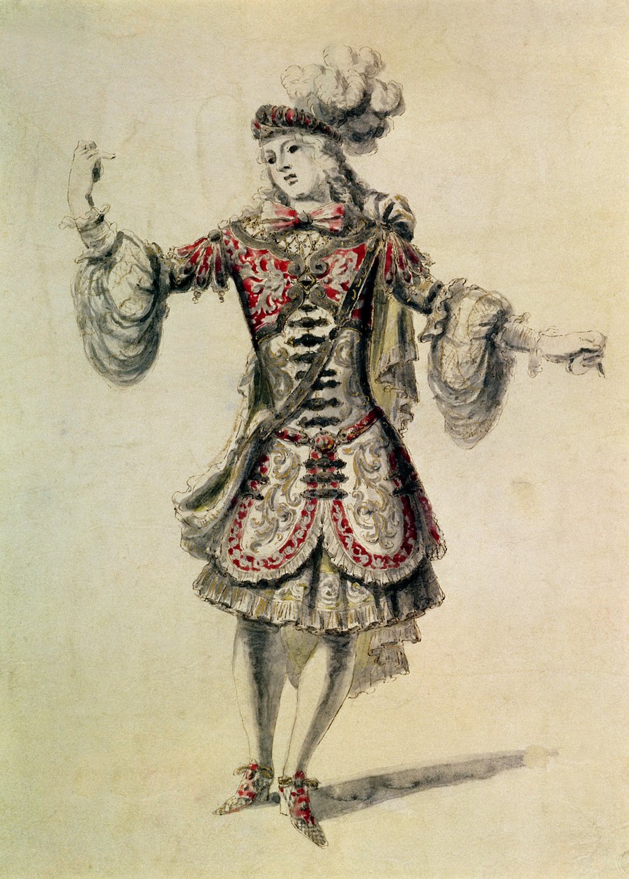 एक पुरुष नर्तक के लिए वेशभूषा डिजाइन, c.1681 द्वारा जीन डेराइन