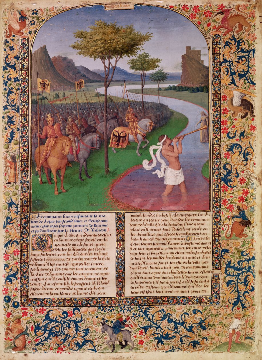 जूलियस सीज़र (100-44 ईसा पूर्व) रुबिकॉन को पार करना, c.1470 (विस्तार) द्वारा जीन फौक्वेट