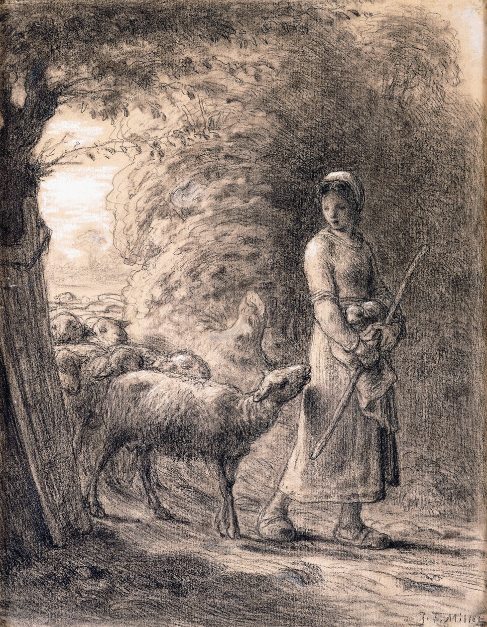 द न्यूबोर्न लैम्ब, c.1860 द्वारा जीन फ्रेंकोइस बाजरा