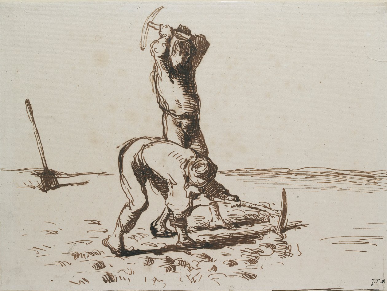 पिकैक्स के साथ खुदाई करने वाले दो किसान, c1844-1846 द्वारा जीन फ्रेंकोइस बाजरा
