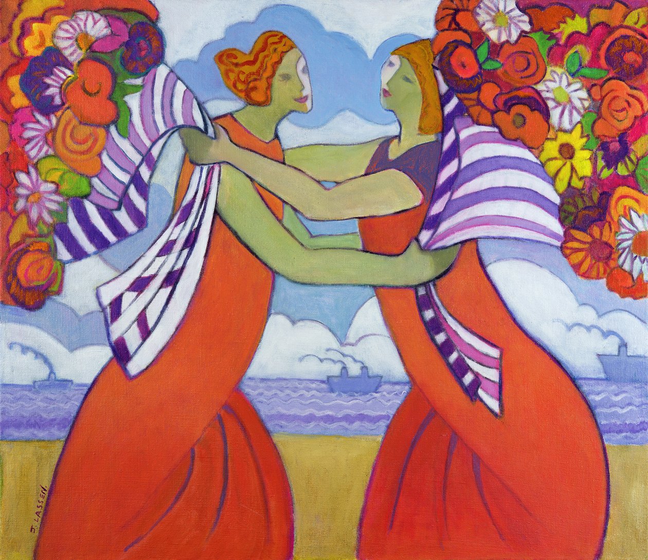 अभिवादन, 2003-04 (कैनवास पर एक्रिलिक) द्वारा जीनत लासेन