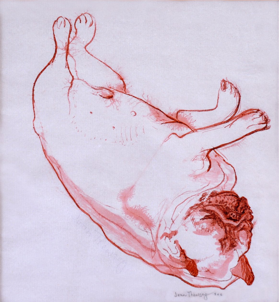 हॉगर्थ स्लीपिंग, 2005, (गीले कागज पर स्याही) द्वारा जोन थेवेसी