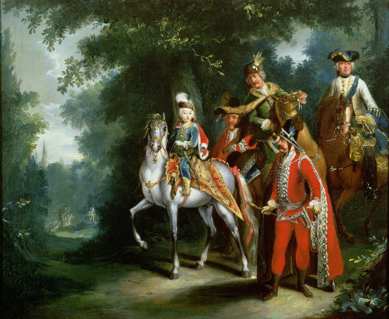 जोसेफ II, जर्मनी के सम्राट (1741-90) ने छह साल की उम्र में 1748 में घुड़सवारी करना सीखा द्वारा जोहान एलियास रिडिंगर या रिडिंगर