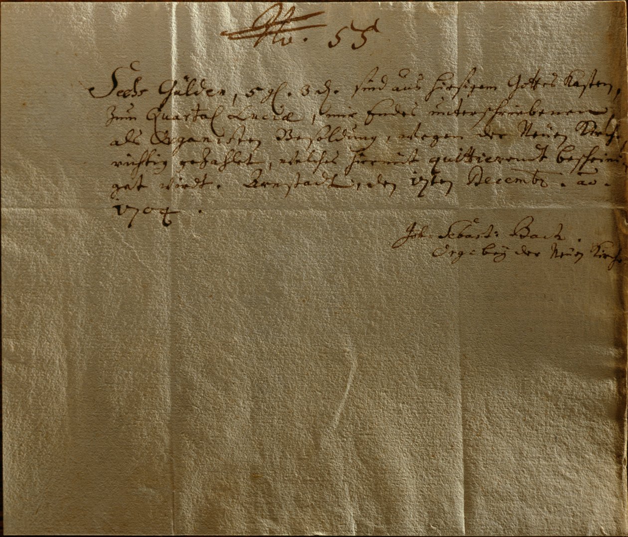 पारिश्रमिक रसीद, 17 दिसंबर, 1704 (कागज पर कलम और स्याही) द्वारा जोहान सेबेस्टियन बाख