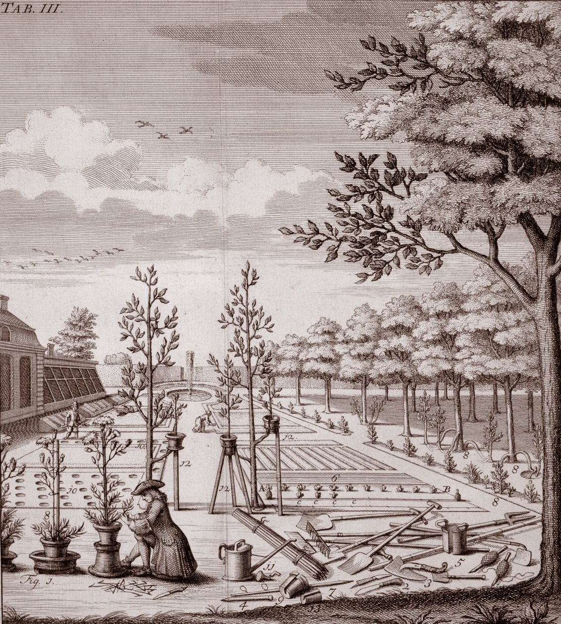 एक बगीचे के दृश्य का चित्रण, 1753 द्वारा जोहान हरमन नूप