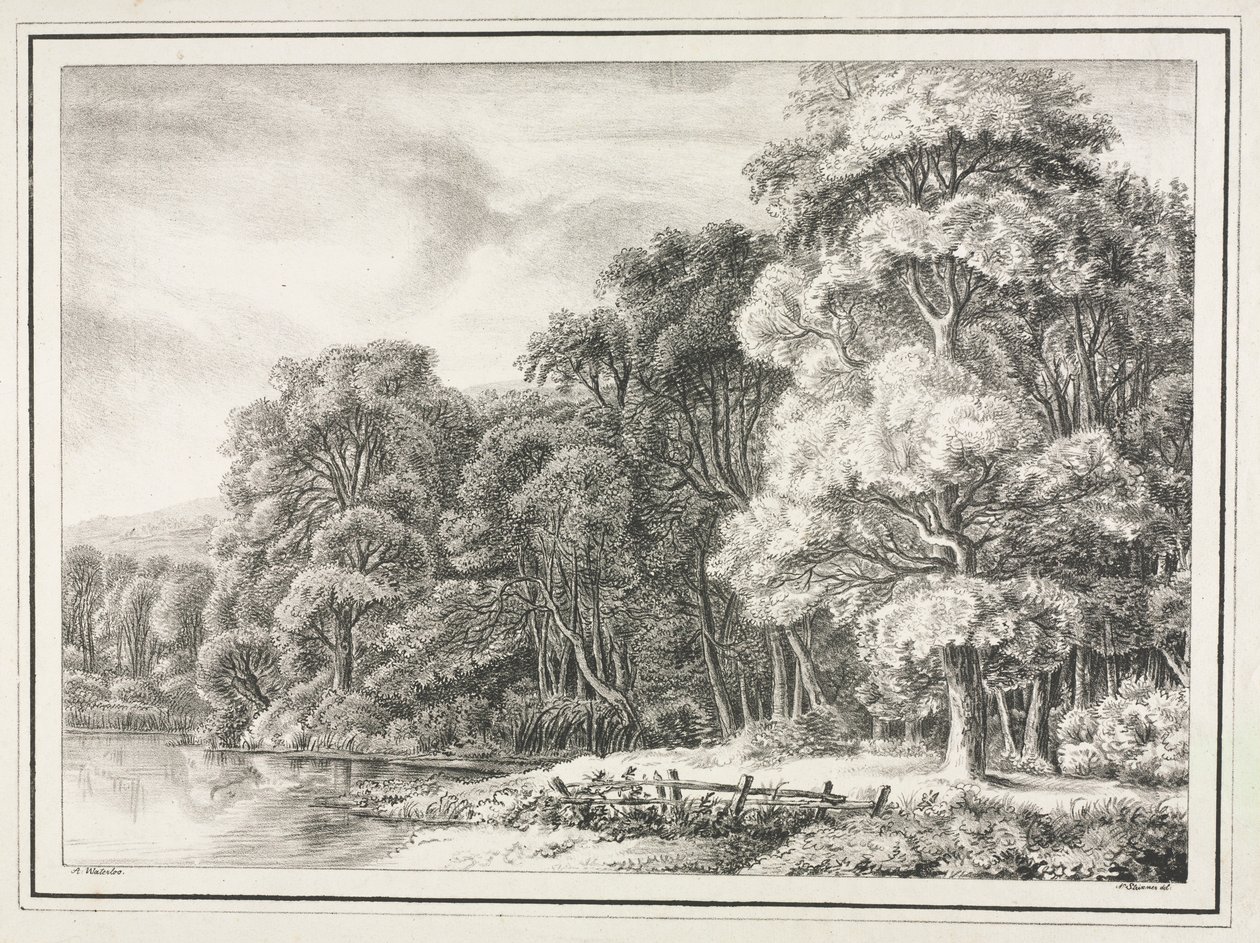 झील के साथ वुडलैंड दृश्य, 1811-1816। द्वारा जोहान नेपोमुक स्ट्रीक्सनर