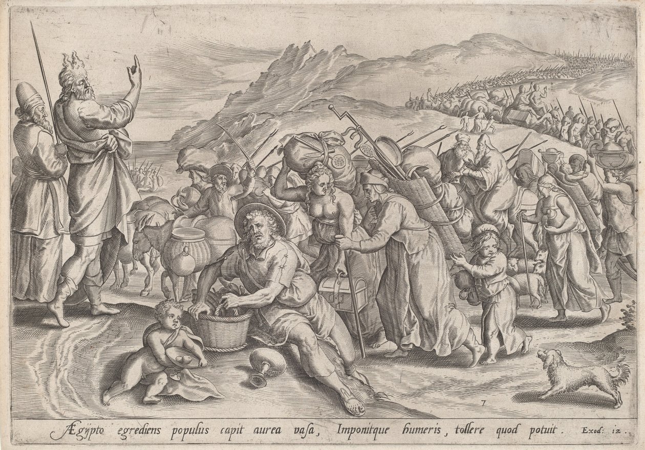 मिस्र से पलायन, c.1585। द्वारा जोहान सदेलर I