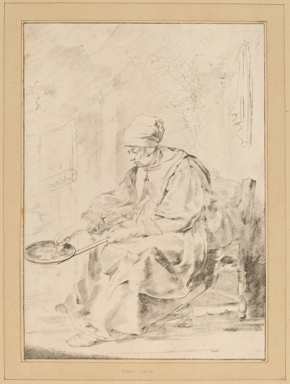 पैनकेक वुमन, 1768। द्वारा जोहान्स कोर्नलीन