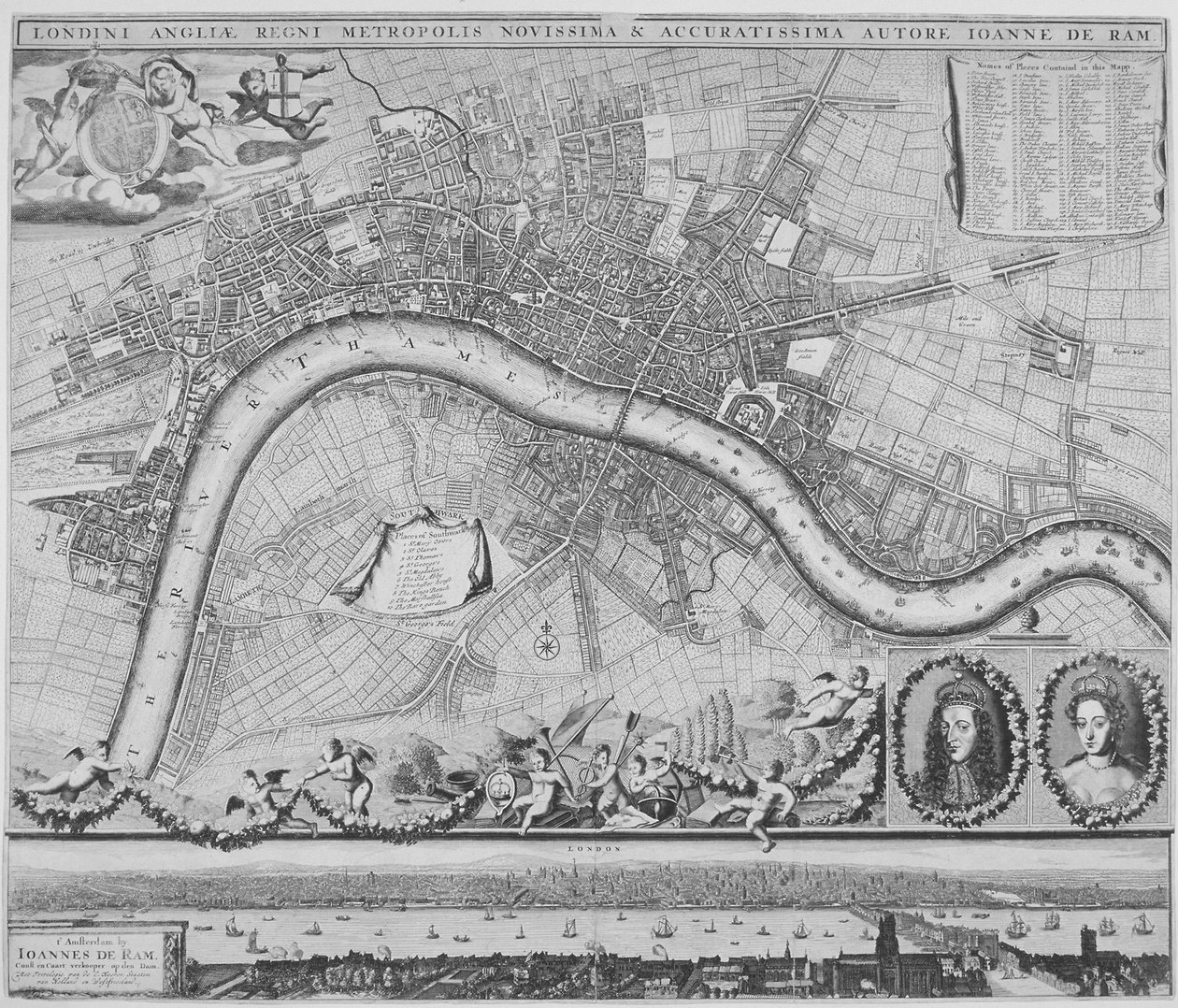 लंदन का नक्शा, 1690 द्वारा जोहान्स डी राम