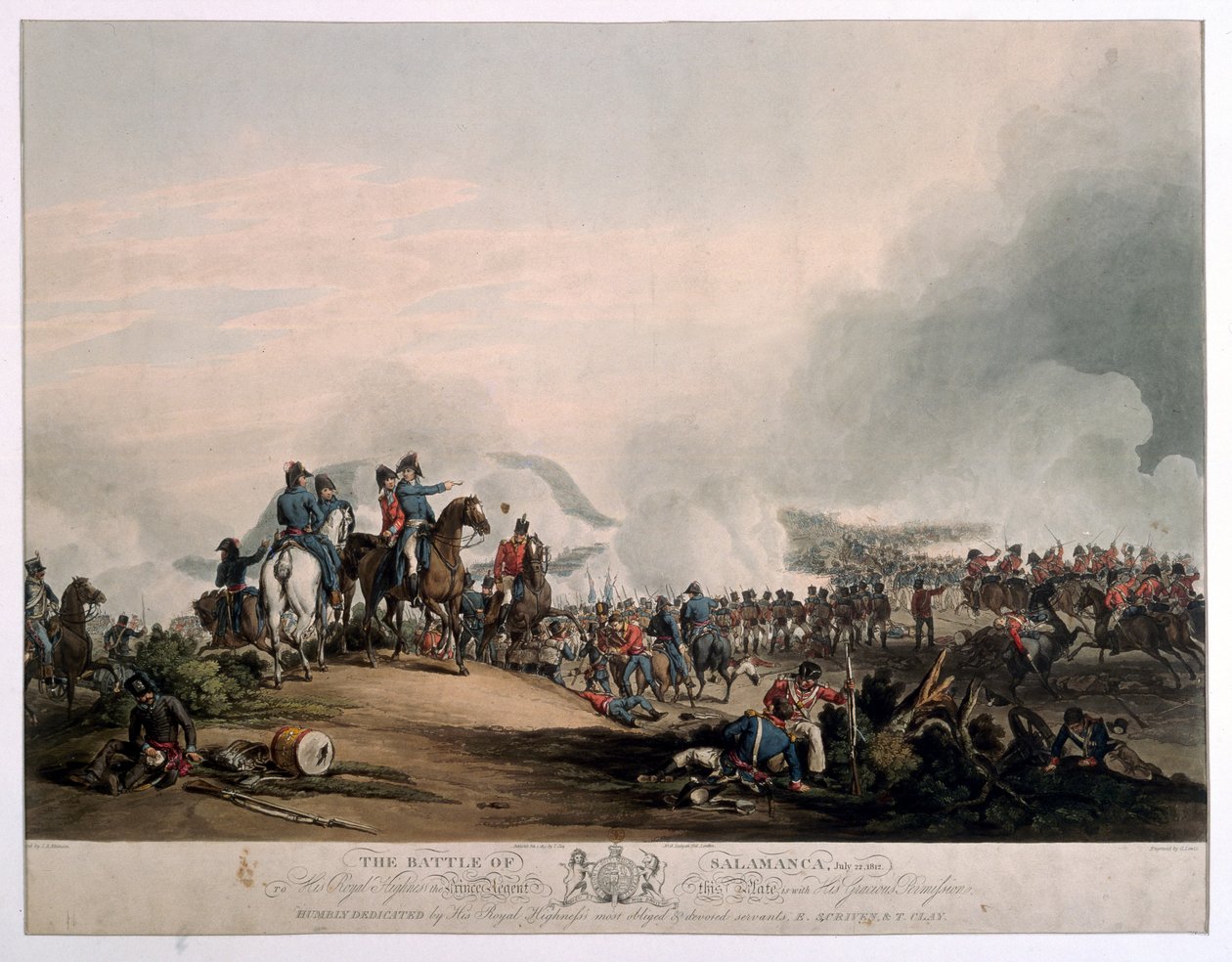 सलामांका की लड़ाई, 22 जुलाई 1812 को जी। लुईस द्वारा उकेरी गई, लंदन, 1813 (रंगीन जलीय) द्वारा जॉन ऑगस्टस एटकिंसन