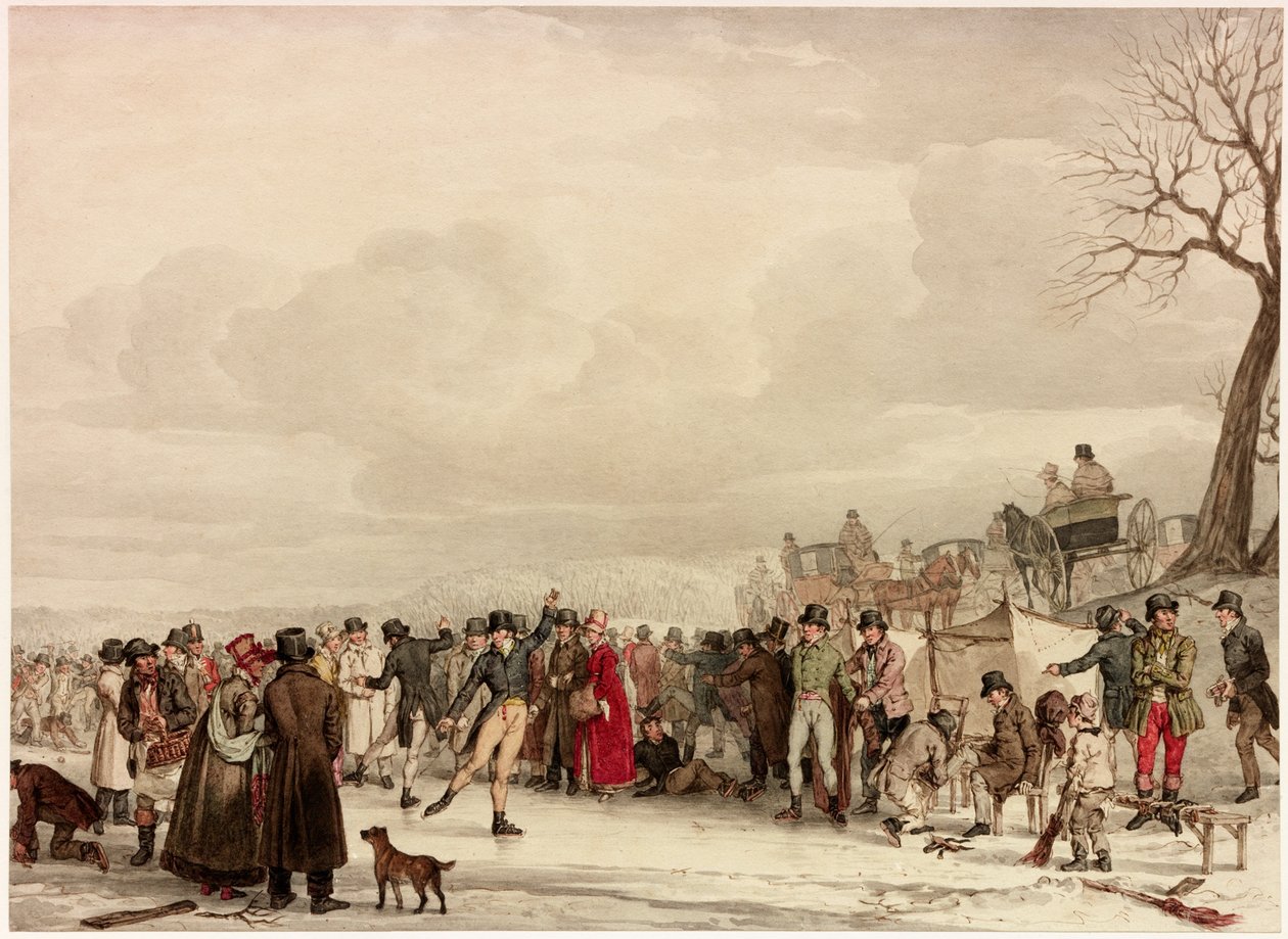 स्केटिंग, 1810 (wow पेपर पर wc) द्वारा जॉन ऑगस्टस एटकिंसन