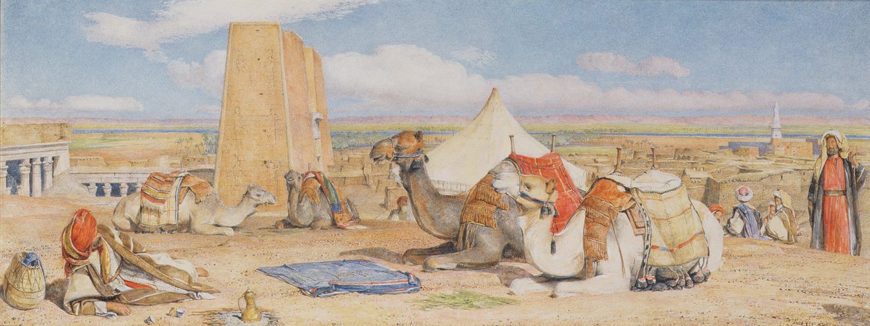 द कारवां - एडफौ में एक अरब एग्जीबिशन, c.1861 (wc ओवर पेंसिल को सफेद रंग से उभारकर द्वारा जॉन फ्रेडरिक लुईस