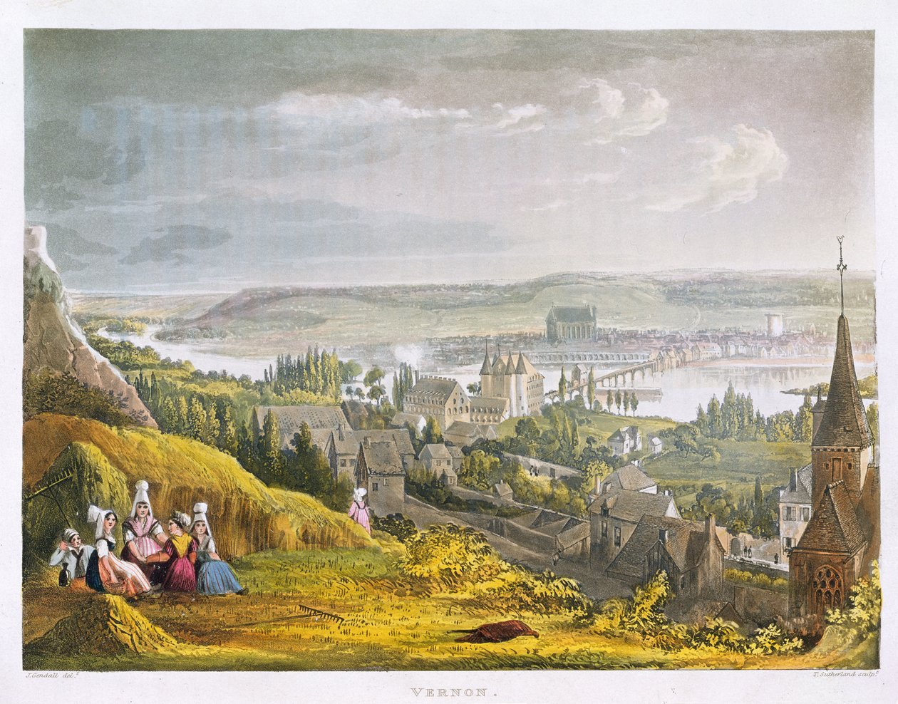 वर्नोन, &39;व्यू ऑन द सीन&39; से, थॉमस एथरमैनलैंड (b.1785) द्वारा उकेरी गई, जो आर। ऑर्कमैन (1764-1834) 1821 द्वारा प्रकाशित द्वारा जॉन गेंडल