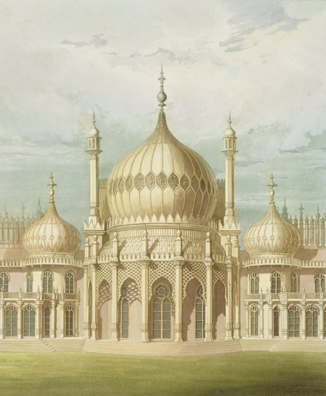 द व्यू ऑफ़ द रॉयल मंडप से सलून का बाहरी हिस्सा, जॉन नैश द्वारा ब्राइटन, 1826 (प्रिंट) द्वारा जॉन नैश