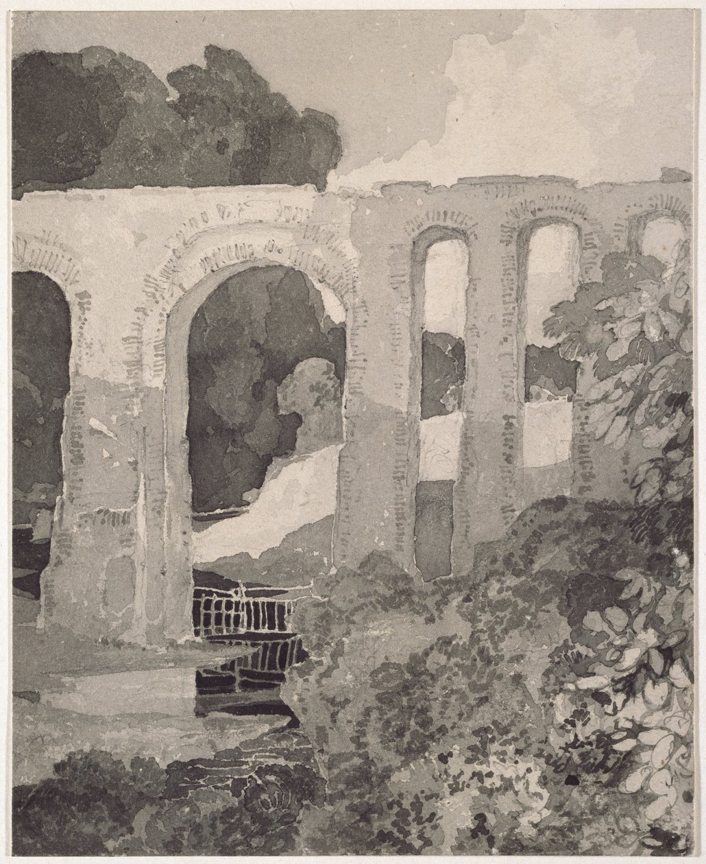 टेलफोर्ड का एक्वाडक्ट (ग्रेफाइट और ग्रे वॉश) द्वारा जॉन बेच Cotman