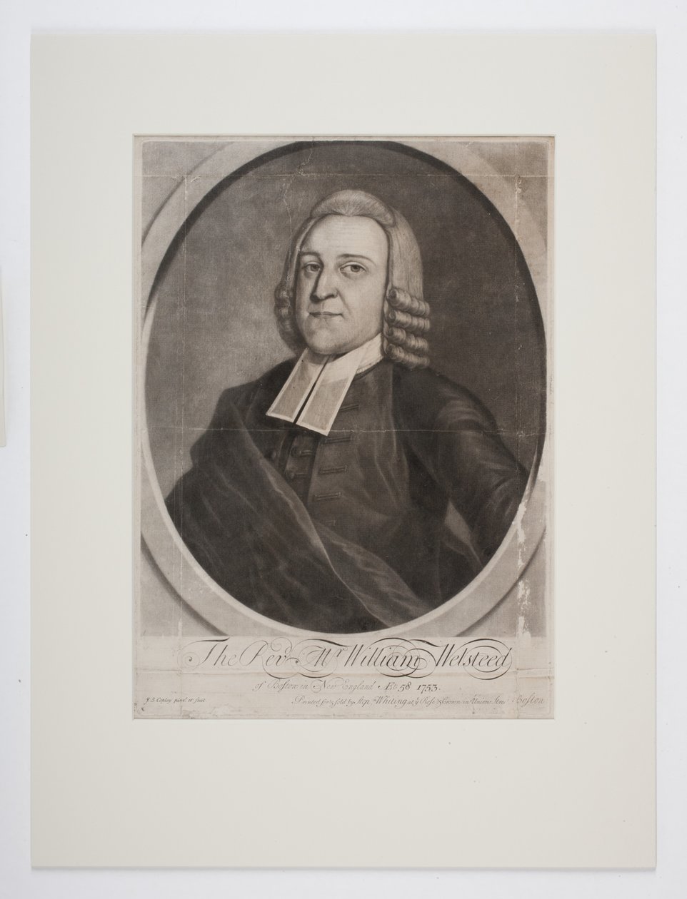 द बोस्टन के मि। विलियम वेल्स्टेड, न्यू इंग्लैंड, c.1753 (mezzotint) द्वारा जॉन सिंगलटन कोपले