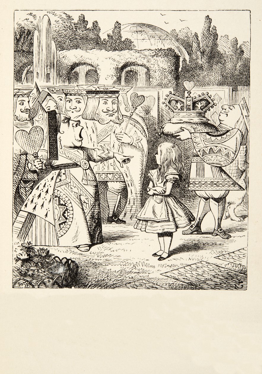 लेविस कैरोल (1832 - 98) द्वारा एलिस एडवेंचर्स इन वंडरलैंड के सिर के साथ, 1891 में प्रकाशित हुआ द्वारा जॉन टेनिएल