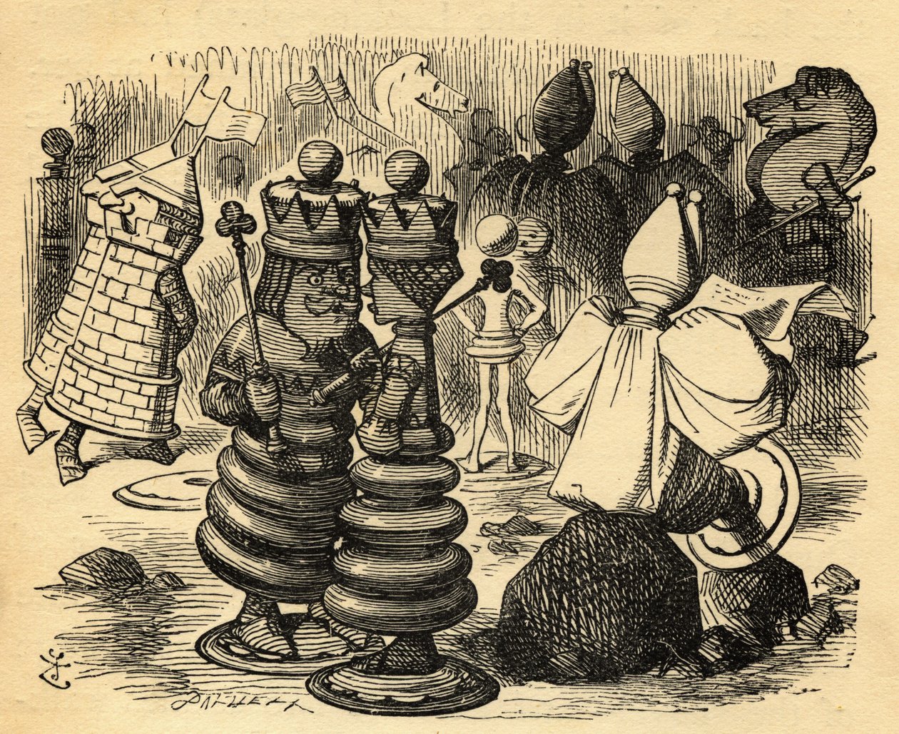 शतरंज के खिलाड़ी, लुईस कैरोल (1832-98) द्वारा &39;थ्रू द लुकिंग ग्लास&39; का चित्रण पहली बार 1871 में प्रकाशित हुआ द्वारा जॉन टेनिएल
