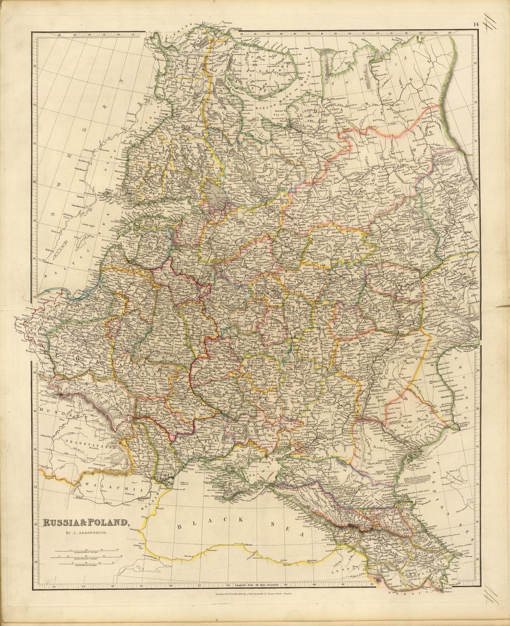 रूस और पोलैंड का नक्शा, 1832। द्वारा जॉन एरोस्मिथ