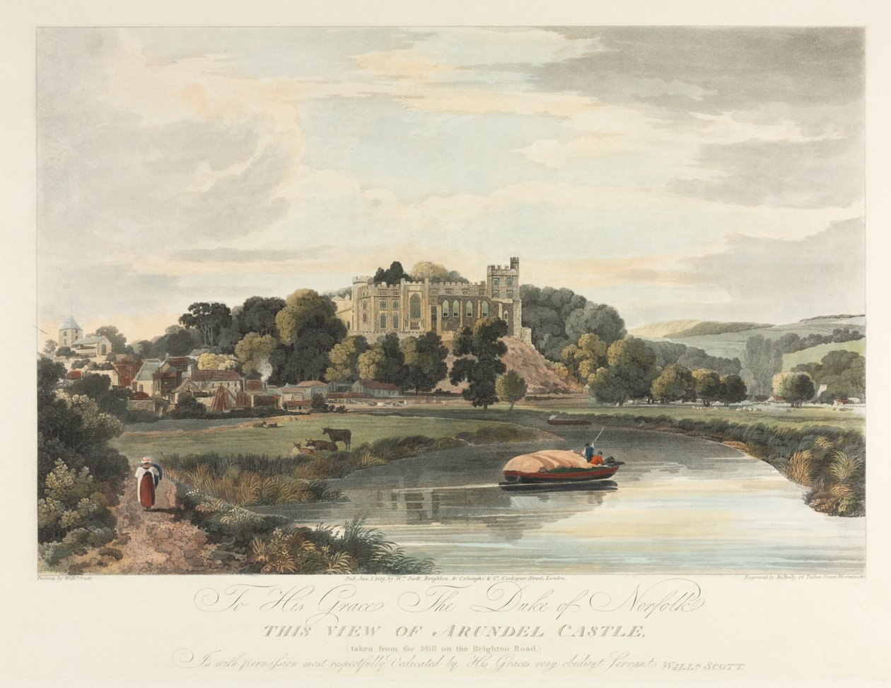 अरुंडेल कैसल का यह दृश्य, 1819। द्वारा जॉन बेली