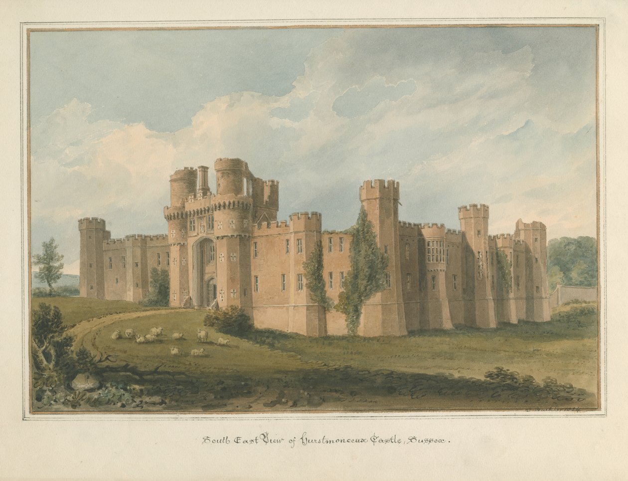 ससेक्स - हर्स्टमोनस्यूक्स कैसल, 1824 द्वारा जॉन बकलर