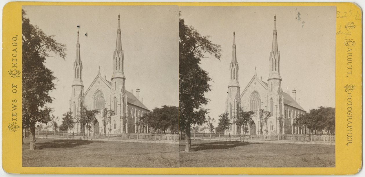 यूनिटी चर्च का त्रिविम दृश्य, c.1870 द्वारा जॉन कार्बेट