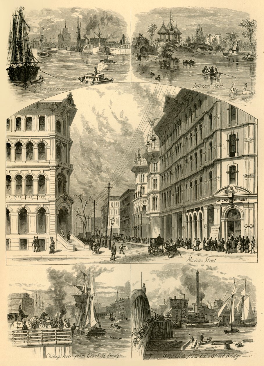 शिकागो में दृश्य, 1874। द्वारा जॉन जे. हार्ले