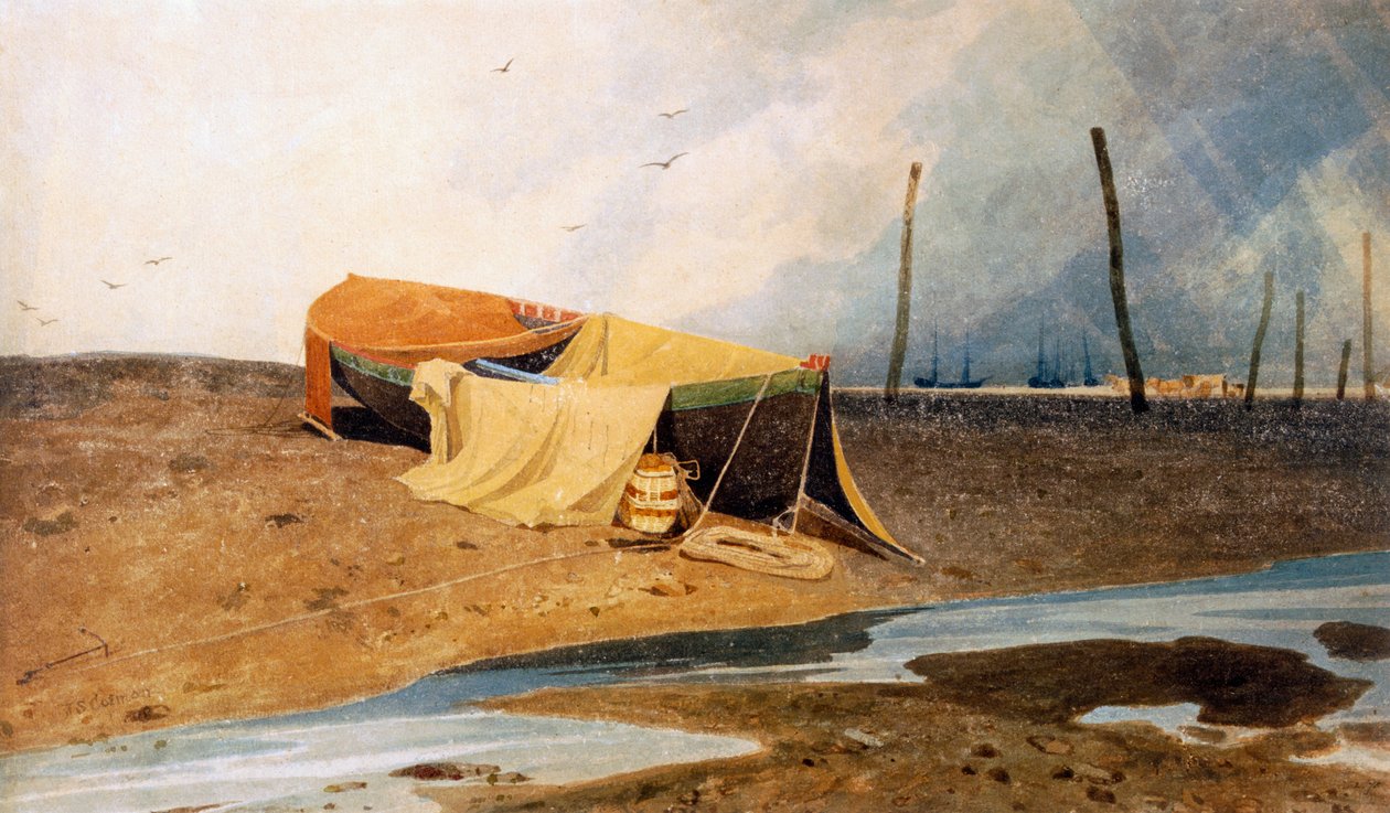 समुद्र तट पर एक नाव द्वारा जॉन बेच Cotman