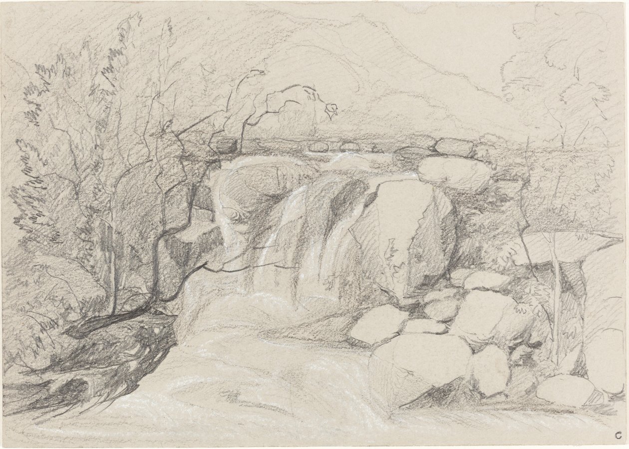 चट्टानों के साथ झरना द्वारा जॉन बेच Cotman