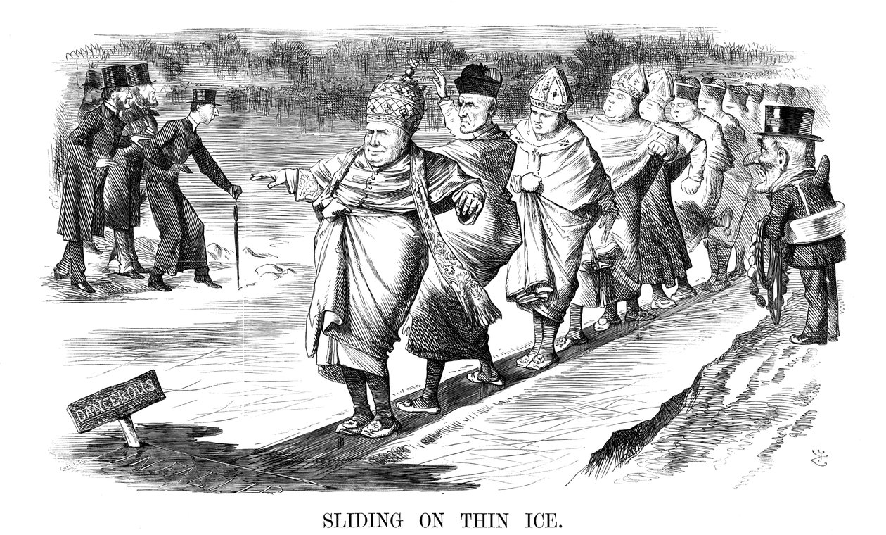 1869 में पतली बर्फ पर फिसलना द्वारा जॉन टेनिएल