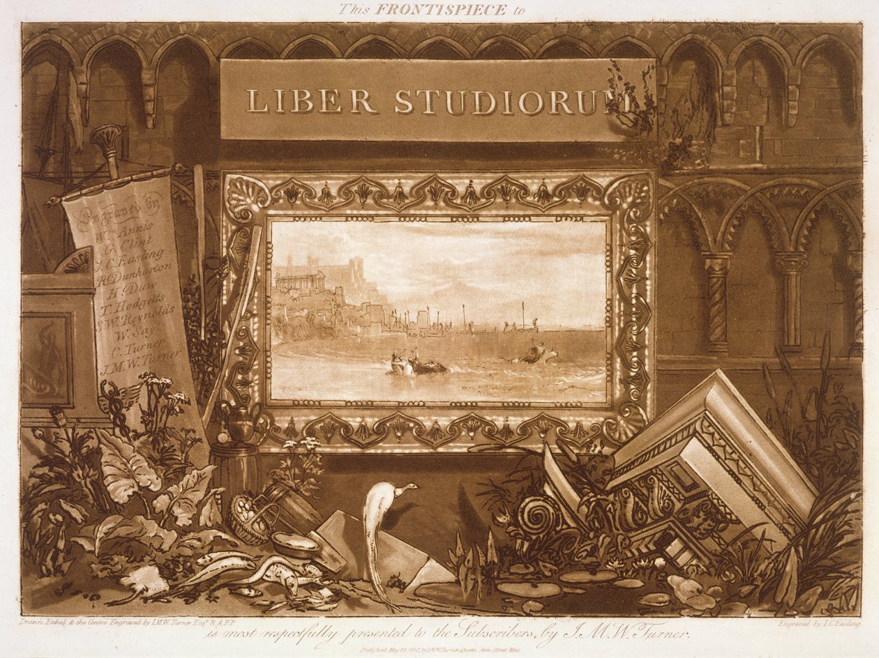 F.1.I, &39;लिबर स्टडियोरियम&39; के सामने, जेसी इंगलिंग, 1812 द्वारा उकेरे गए यूरोप के टायर से यूरोपा के प्रस्थान का वर्णन द्वारा जोसेफ मैलॉर्ड विलियम टर्नर