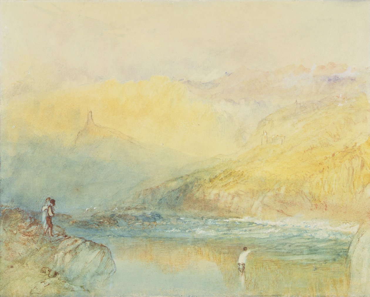 ट्रेबन टरबैच के पास मोसेल पर, c.1841 (wc und ग्रेफाइट पेपर पर) द्वारा जोसेफ मैलॉर्ड विलियम टर्नर