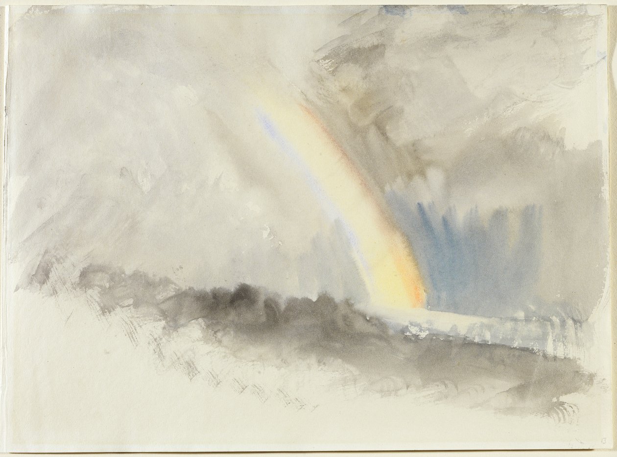इंद्रधनुष के साथ तूफानी लैंडस्केप, c.1824 (कागज पर wc) द्वारा जोसेफ मैलॉर्ड विलियम टर्नर