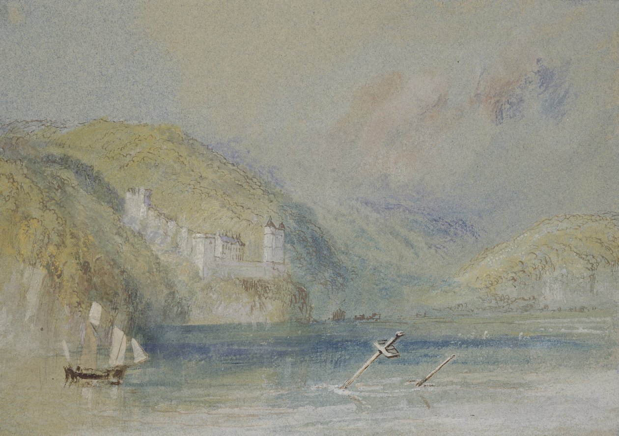 Tancarville के पास सीन, c.1832 (gouache और कलम और कागज पर स्याही के साथ wc) द्वारा जोसेफ मैलॉर्ड विलियम टर्नर