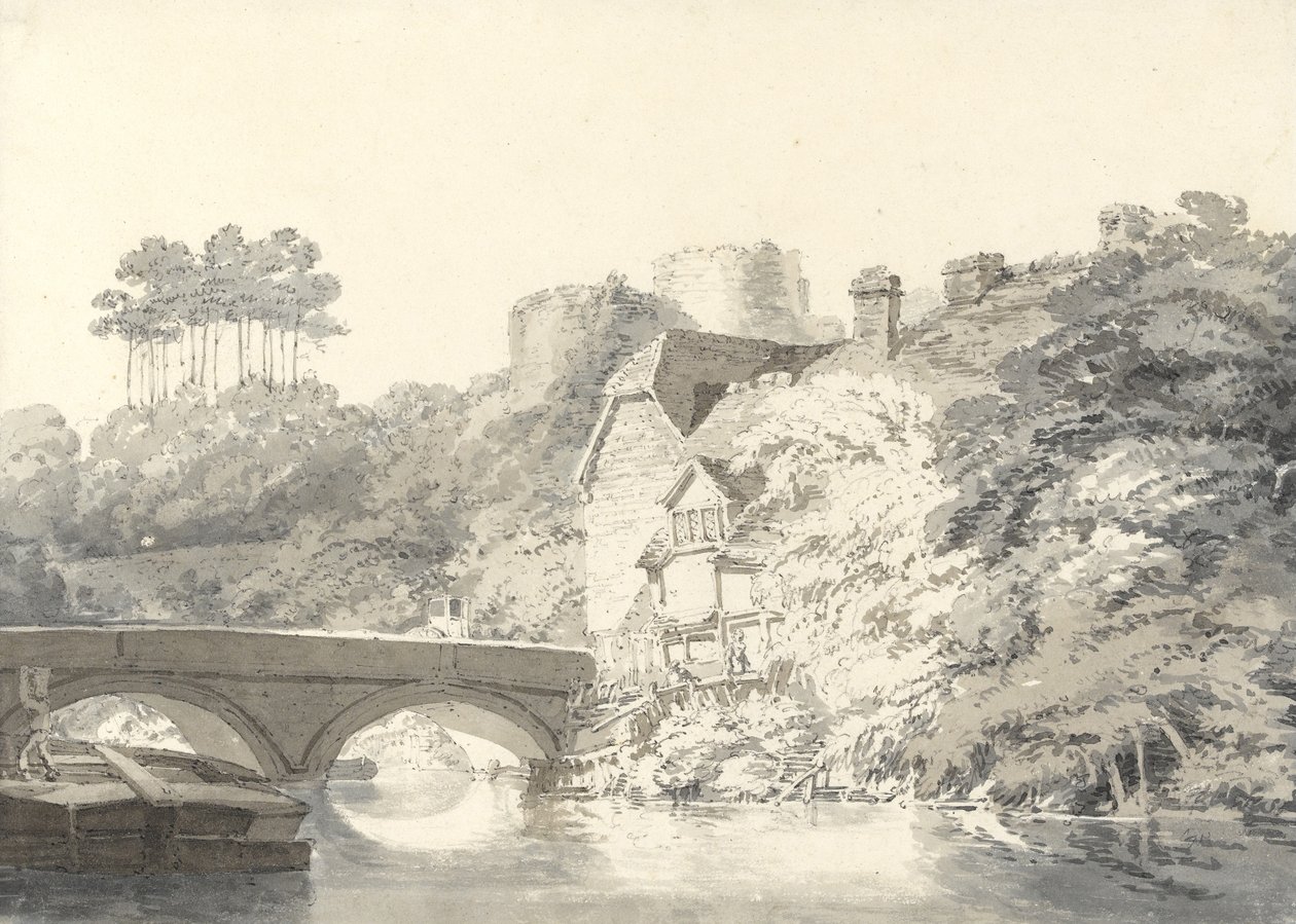 टोनब्रिज कैसल, केंट, c.1794 (कागज पर धोने के साथ पेंसिल) द्वारा जोसेफ मैलॉर्ड विलियम टर्नर