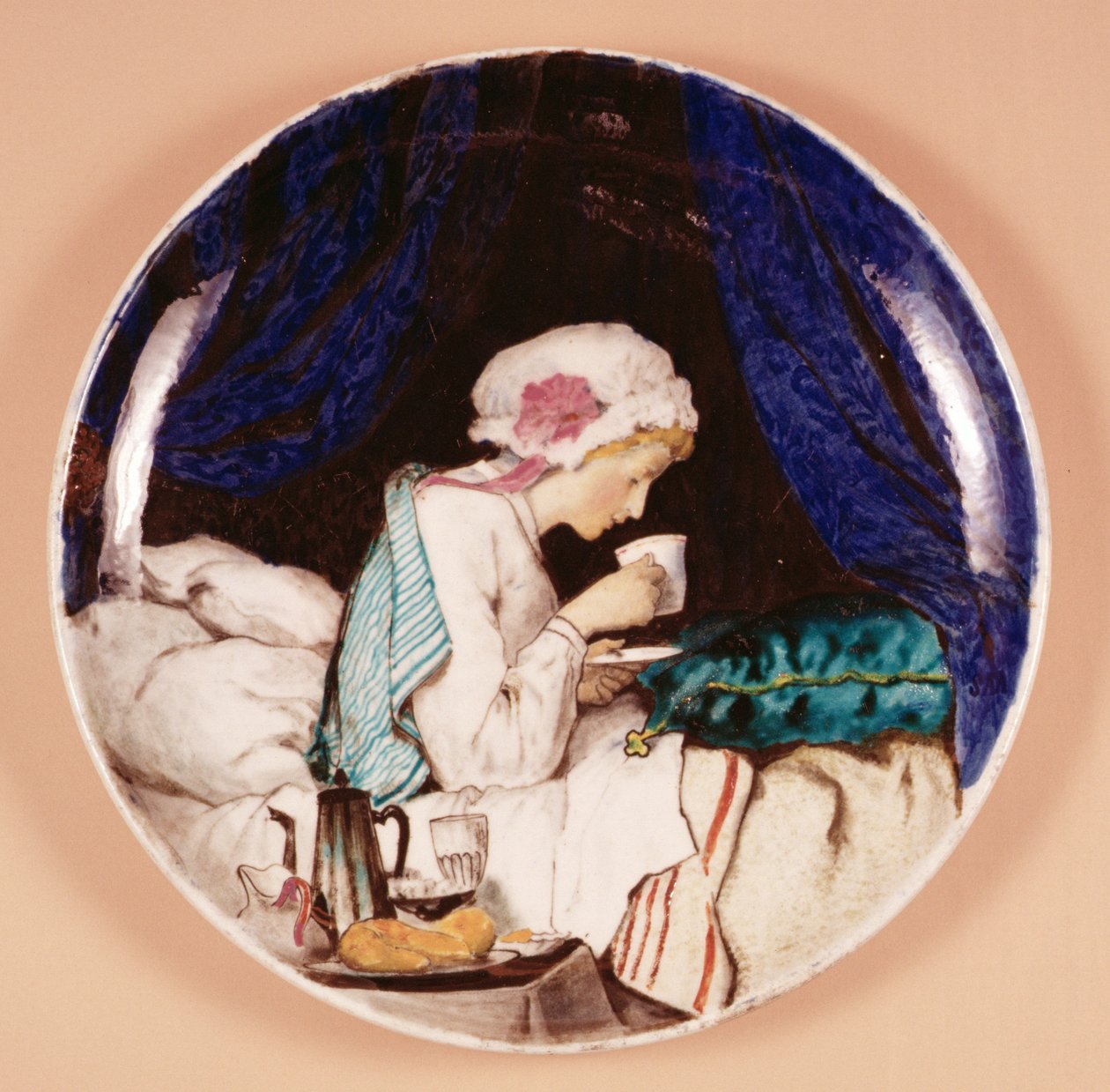डिश, c.1867 (एनामेल्ड मिट्टी के बरतन) द्वारा जोसेफ थियोडोर डेक
