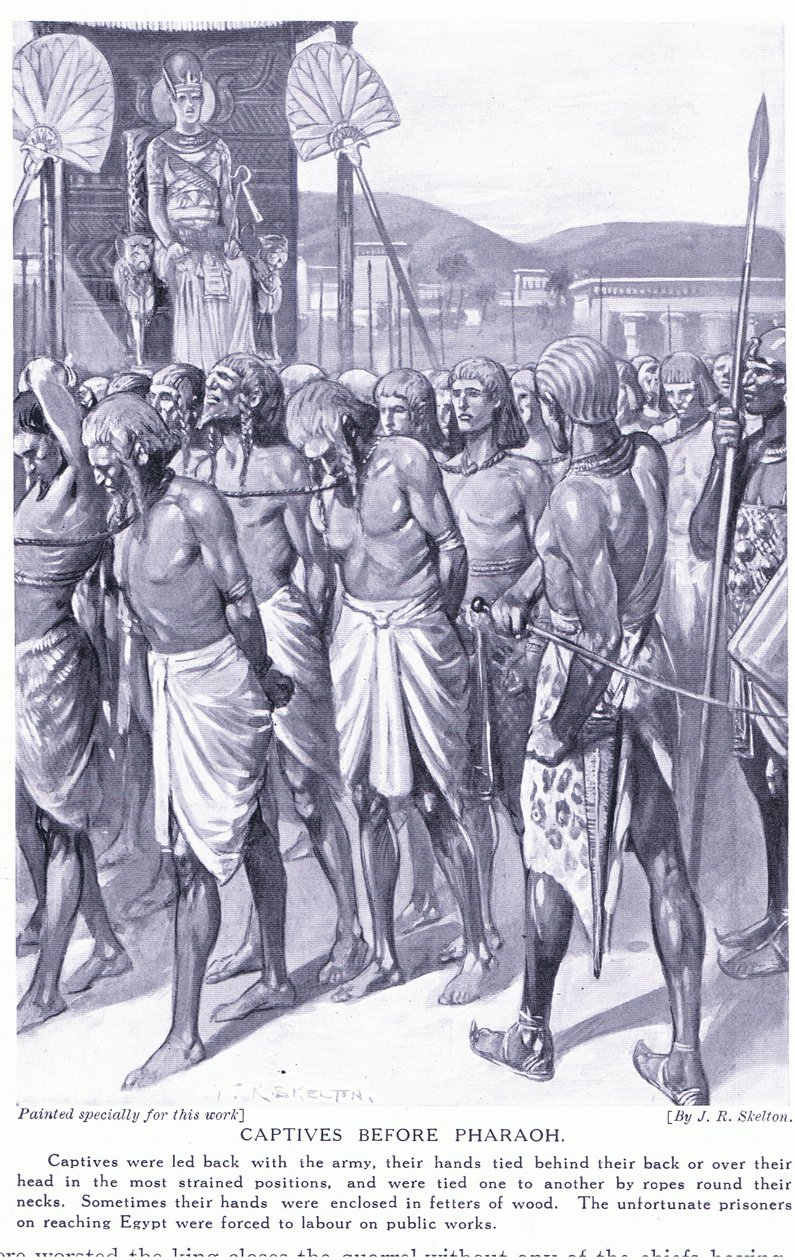 फिरौन से पहले बंदी, c.1920 (लिथो) द्वारा जोसेफ रैटक्लिफ स्कीलटन