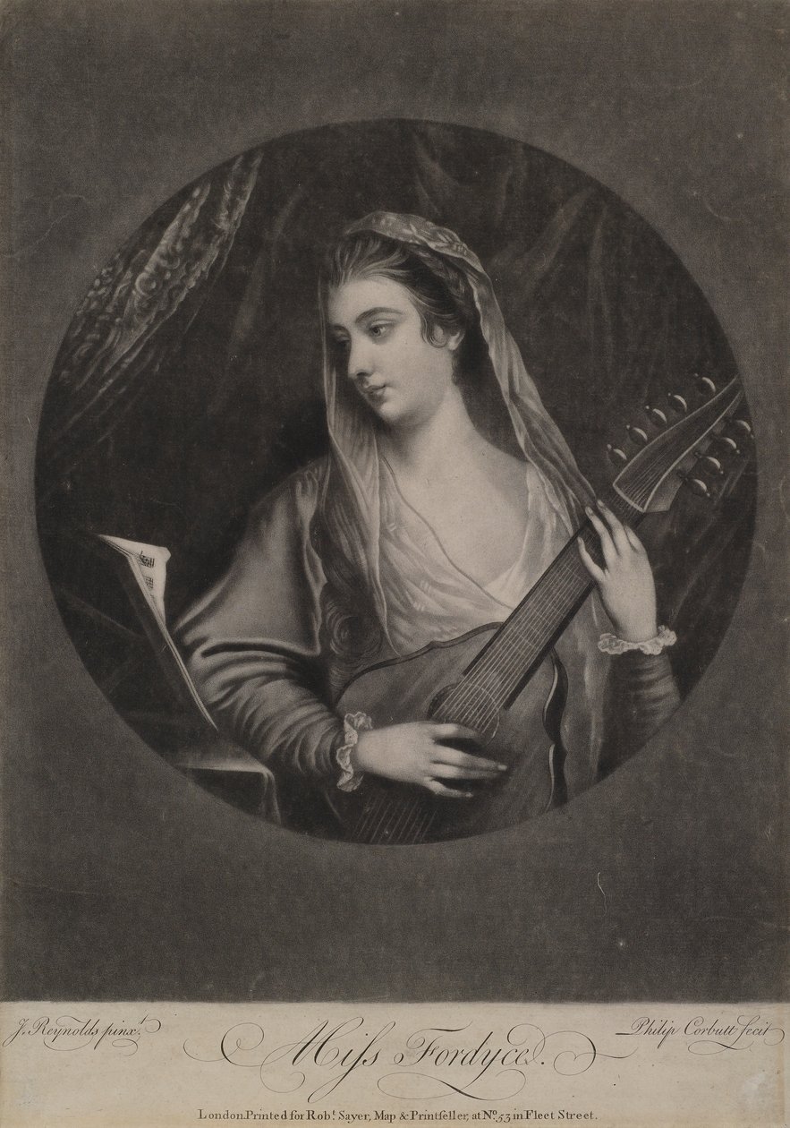 मिस Fordyce, रिचर्ड Purcell (उर्फ चार्ल्स या फिलिप कॉर्बट, fl.1746-66) द्वारा उत्कीर्ण, c.1770 (mezzotint) द्वारा जोशुआ रेनॉल्ड्स