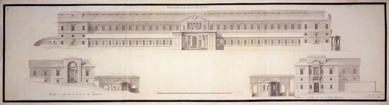 प्राकृतिक इतिहास का मंत्रिमंडल, आज प्राडो संग्रहालय। मुख्य और पार्श्व facades की ऊंचाई (न ही ... द्वारा जुआन डी विलानुएवा