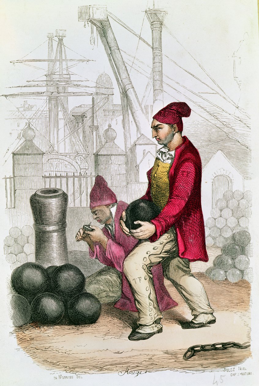 टॉरन पेनल कॉलोनी में एक बातचीत, डी मोराइन द्वारा उत्कीर्ण, c.1845 द्वारा जूल्स अचिल नोएल