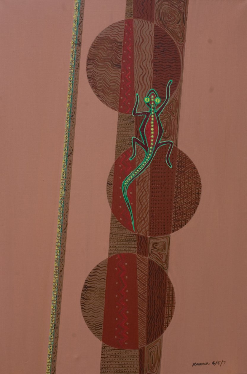 आदिवासी छिपकली, 2007 (कैनवास पर तेल और एक्रिलिक) द्वारा करिया मुकेरा