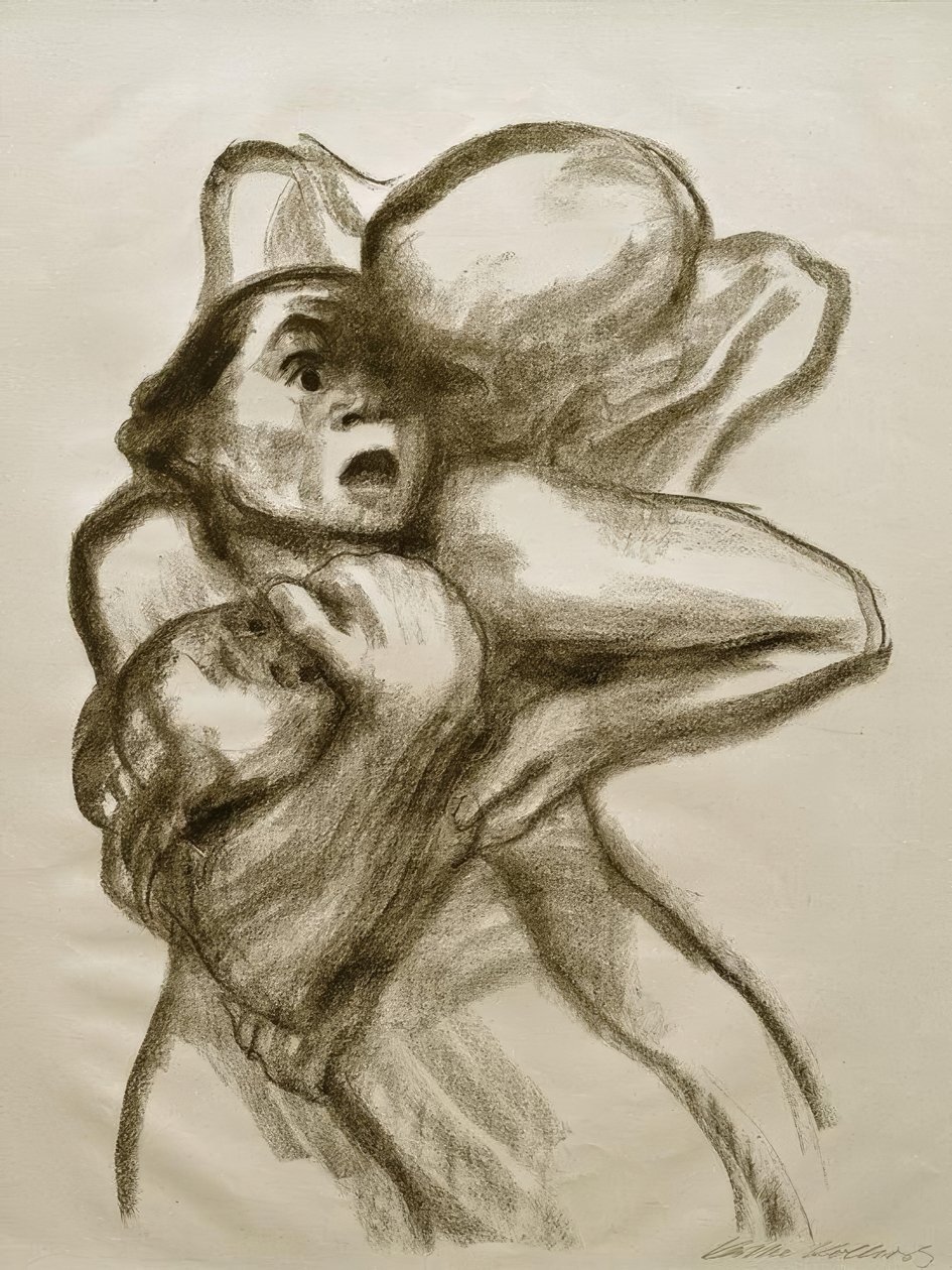 K.Kollwitz, मृत्यु एक महिला को पकड़ लेती है द्वारा कैथ कोलविट्ज़