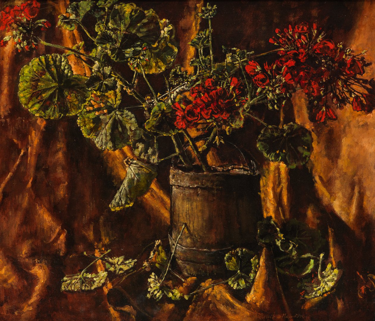 अभी भी जीवन के साथ Begonias (कैनवास पर तेल) द्वारा केनेथ न्यूटन
