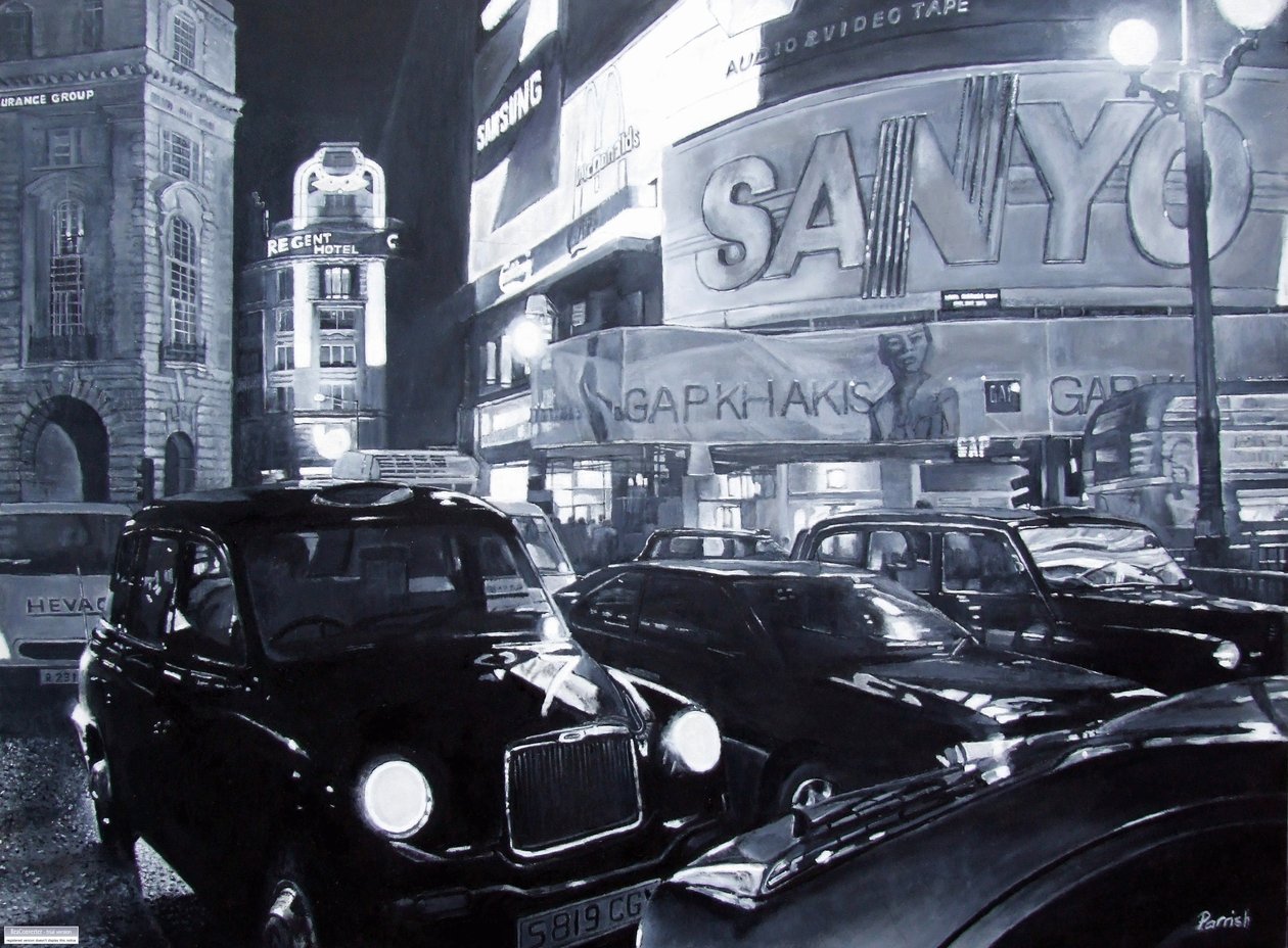 ब्राइट लाइट्स, 2008 (तेल) द्वारा केविन गिल्ड ऑफ रेलवे आर्टिस्ट पैरिश