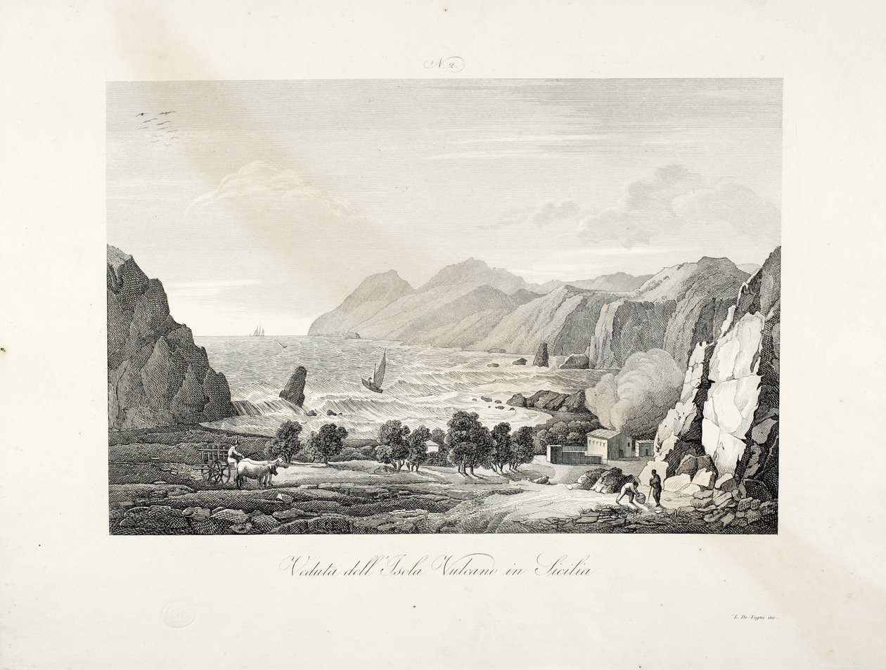 Vulcano, सिसिली के द्वीप का दृश्य द्वारा एल। डे वेगेनी