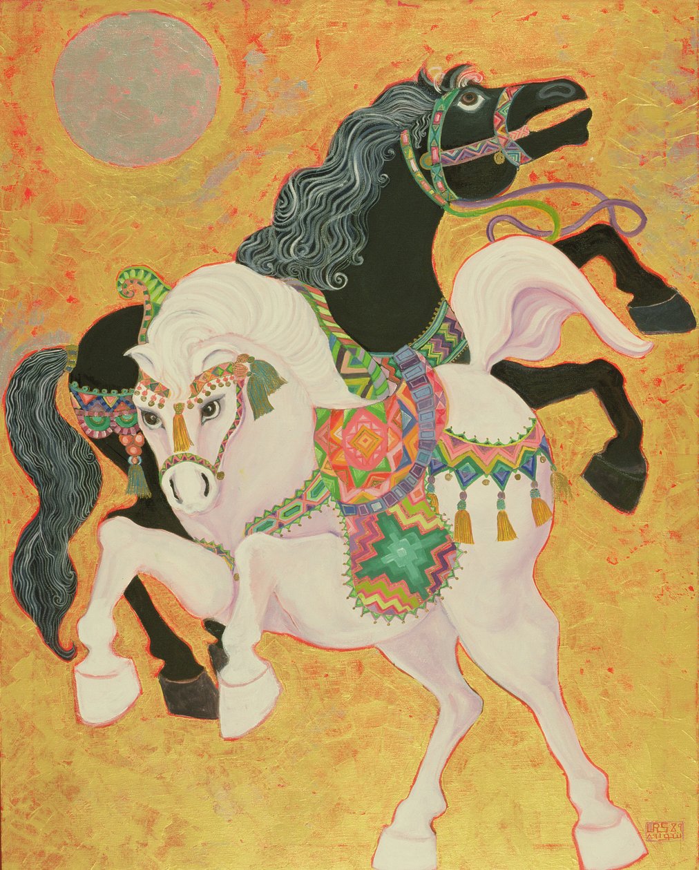अंतार और अबला, 1989 (कैनवास पर एक्रिलिक) द्वारा लैला शावा